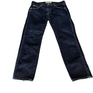 NWOT AMO Womens Jeans SZ 28 BOW Crop Zipper Ankle Dark Wash Straight Summer